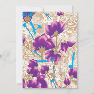 Cartão De Festividades Padrão floral vibrante com púrpura e azul f