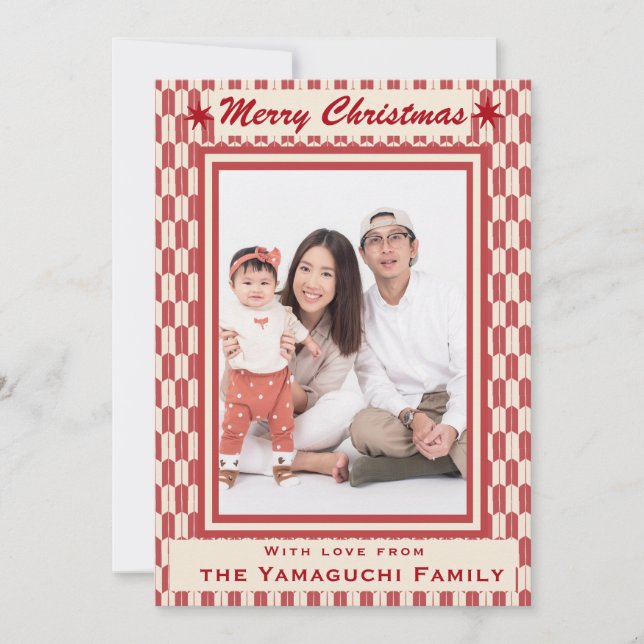 Cartão De Festividades Padrão Geométrico Japonês Yagasuri Foto Feriado (Frente)