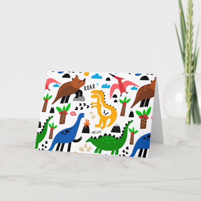 Cartão De Festividades Padrão perfeito dos dinossauros (Frente)