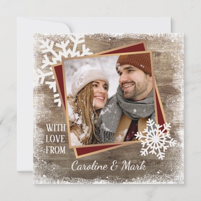 Cartão De Festividades Padrão Personalizado de Flocos de Neve e Pavimento (Frente)