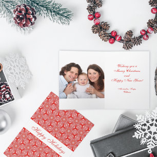 Cartão De Festividades Padrão Personalizado de Foto Flocos de Neve de Nat