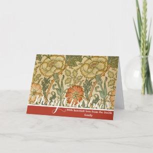Cartão De Festividades Padrão Rosa e Rosa Vintage de William Morris