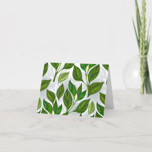 Cartão De Festividades Padrão sem costura com folhas verdes de chá