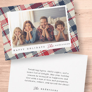 Cartão De Festividades Padrão Xadrez Moderno Natal Foto Personalizada da