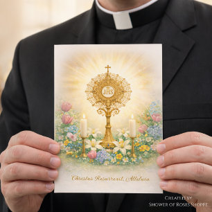 Cartão De Festividades Padre Católico Floral Pascual Eucarístico