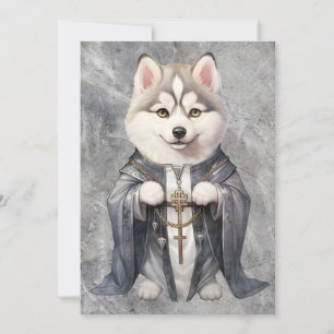 Cartão De Festividades Padre King Siberian Husky
