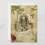 Cartão De Festividades Padre Vitoriano Ephemera Floral<br><div class="desc">A elegante composição natalícia,  com o velho mundo verde-assado Pai Natal,  enquadrado por vintage holly,  rosas,  rosas de cão e pinheiro de ornamentado dourado floresce sobre fundo de sépia angustiado.</div>