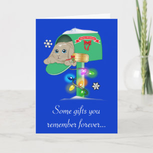 Cartão De Festividades Padrinho: Coelhinho Surpresa de Natal na Caixa de