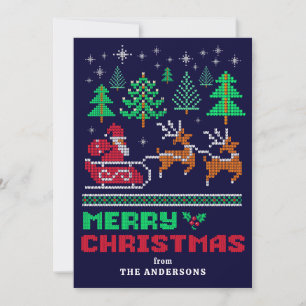 Cartão De Festividades Padrinho de Doce de Xmas Knit Feliz Natal