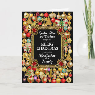Cartão De Festividades Padrinho e Ornamentos de Natal Feliz