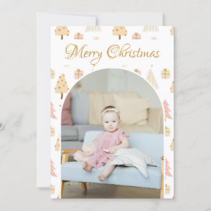 Cartão De Festividades Padrões de Árvore de Natal Foto Personalizada Hol