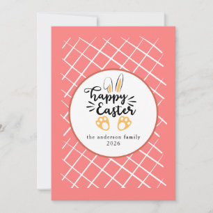 Cartão De Festividades Padrões de Coelho Modernos Elegantes Foto Feliz Pá
