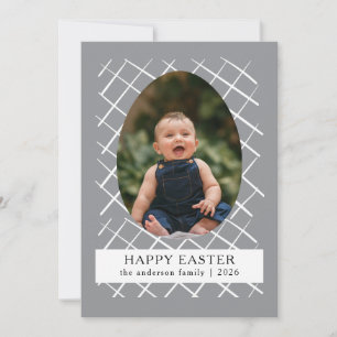 Cartão De Festividades Padrões de Coelho Modernos Elegantes Foto Feliz Pá