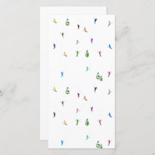 Cartão De Festividades Padrões de esqui de esqui alpino no inverno