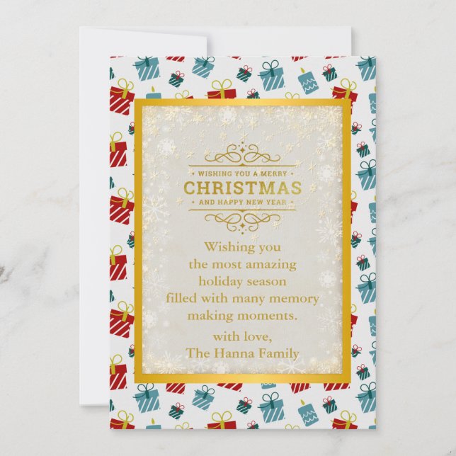 Cartão De Festividades Padrões de fundo para presentes de Natal e Ano Nov (Frente)