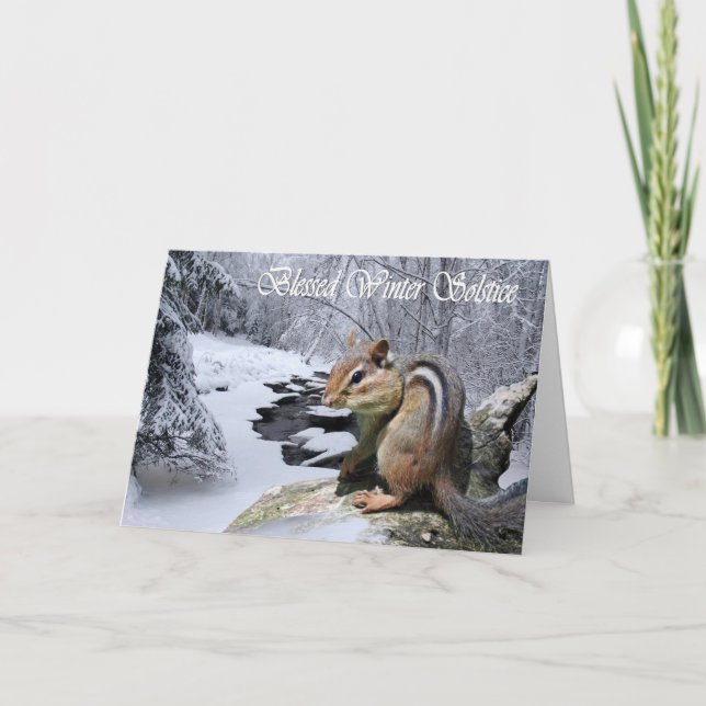 Cartão De Festividades Pagan Blessed Winter Solstice Chipmunk Card (Frente)