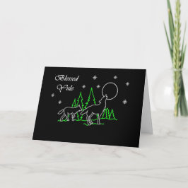 Cartão De Festividades Pagan Blessed Yule with Wolves and Moon