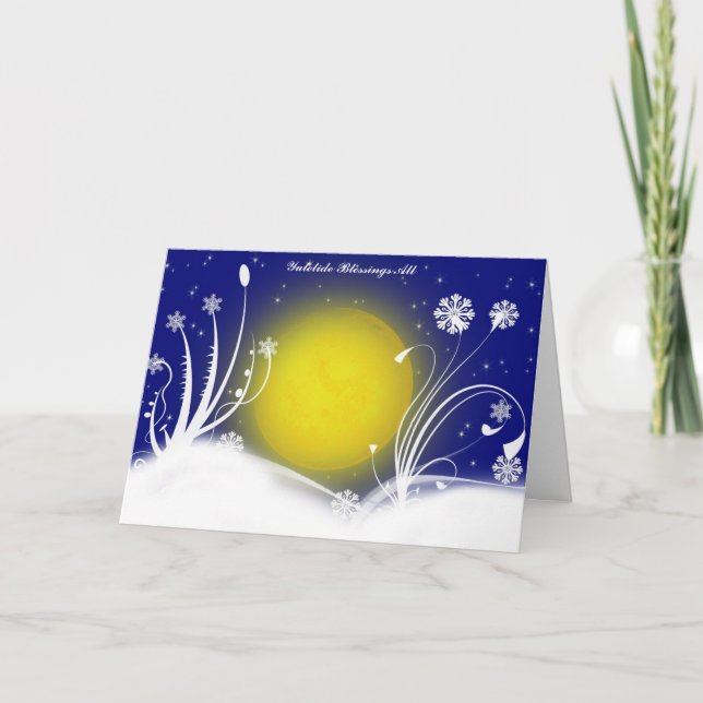 Cartão De Festividades Pagan Moon Yuletide Blessings Card (Frente)