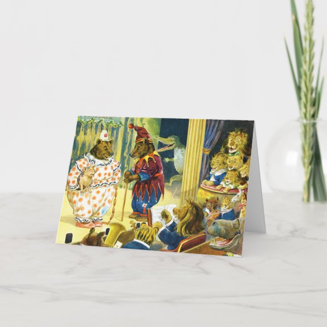 Cartão De Festividades Pageant de Natal em Terra Animal (Frente)