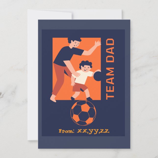 Cartão De Festividades Pai de Equipe Jogando Futebol Junto Personalizado (Frente)