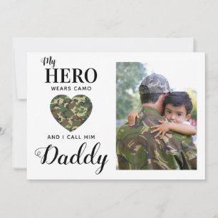 Cartão De Festividades Pai Militar Meu Herói Veste Foto do Dia de os pai