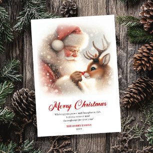 Cartão De Festividades Pai Natal Rústico Papai Noel Desenho Animado Cartõ