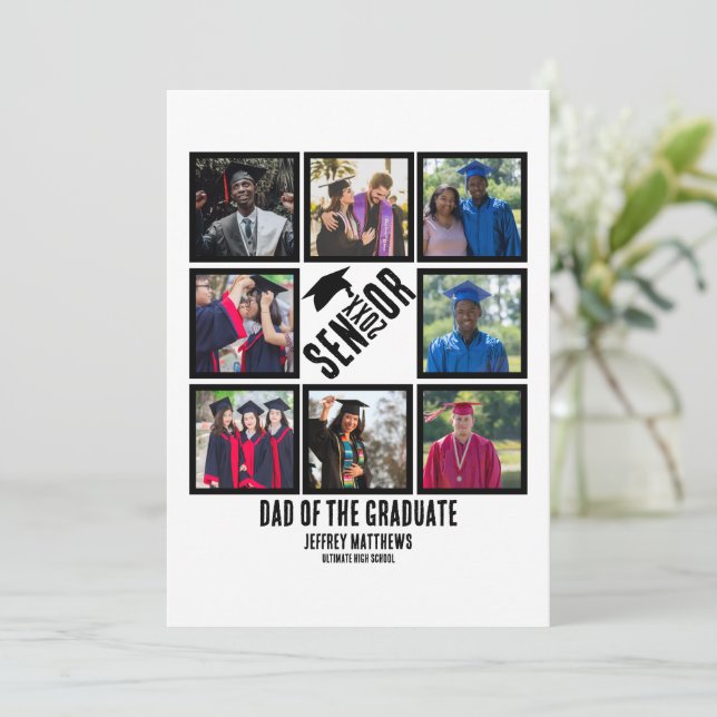 Cartão De Festividades Pai personalizado da coleção de fotos do formando  (Em pé/Frente)