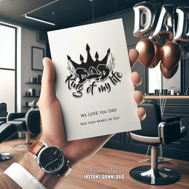 Cartão De Festividades Pai Rei da minha vida Dia dos Pais  (Criador carregado)