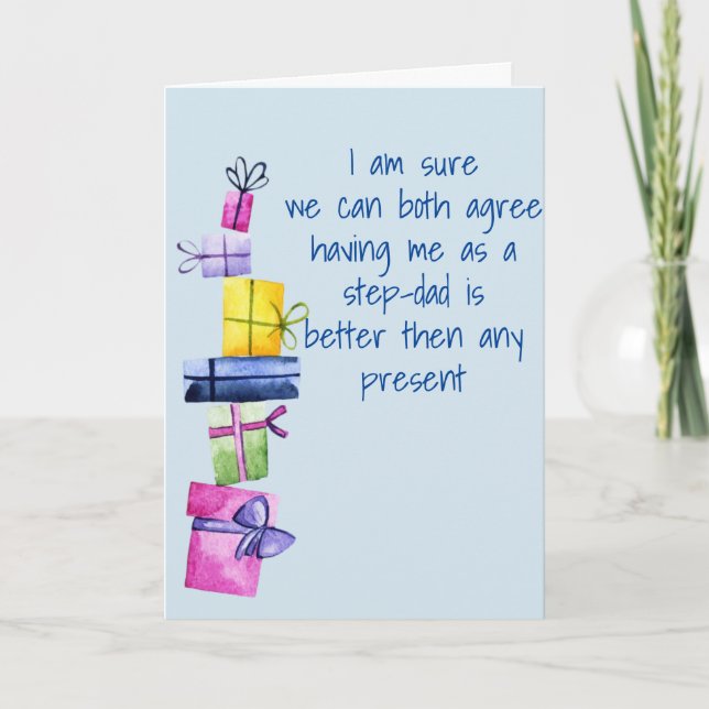 Cartão De Festividades Pai-Substituto Para Aniversário do Enteado Enteada (Frente)