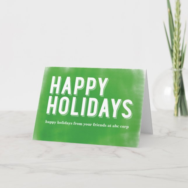 Cartão De Festividades Painted Holidays Green (Frente)