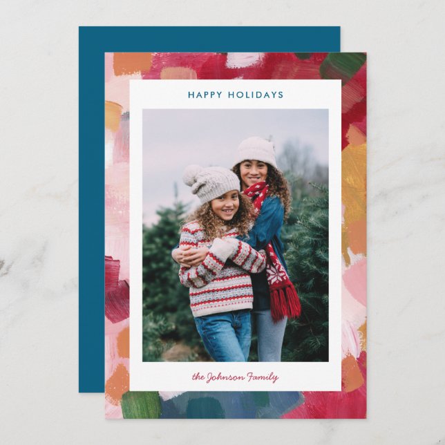 Cartão De Festividades Painterly Palette Abstract Holiday (Frente/Verso)