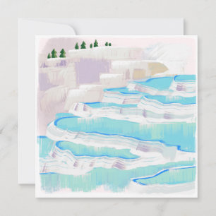 Cartão De Festividades Painterly Pamukkale azul-paisagem