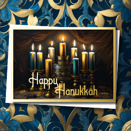 Cartão De Festividades Painting Menorah Happy Hanukkah