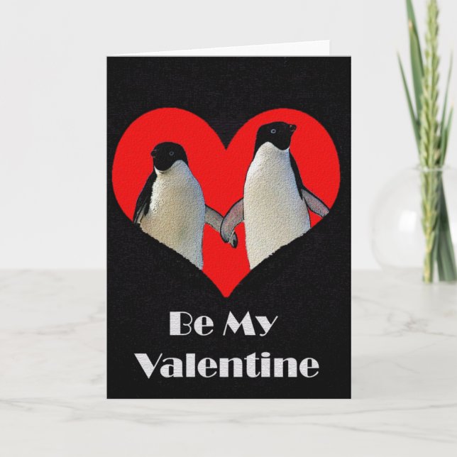 Cartão De Festividades Pair of Penguins Valentine's Day Card (Frente)