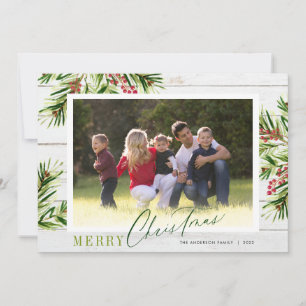 Cartão De Festividades País Madeira Aquarela Pinheiro Foto Feliz Natal