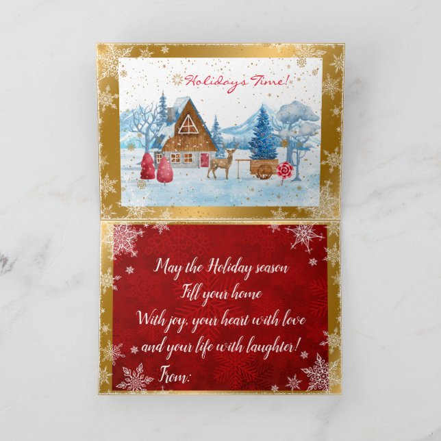 Cartão De Festividades Paisagem de Férias Personalizar (Interior)