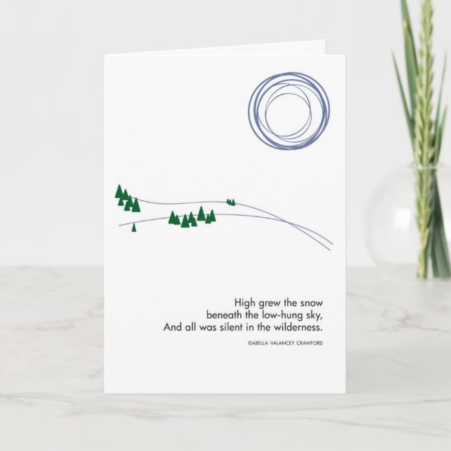 Cartão De Festividades Paisagem de inverno com Placa de Árvores (Frente)