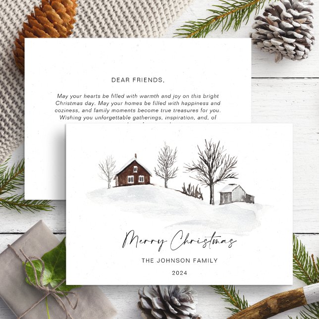 Cartão De Festividades Paisagem de inverno monocromática de Natal Não Fot (Criador carregado)