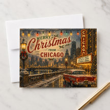 Paisagem de Natal de Chicago no Céu Férias Correio