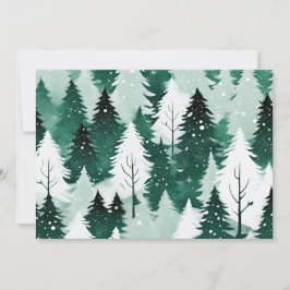 Cartão De Festividades Paisagem de Neve Árvores Sempre Verdes Feliz Natal
