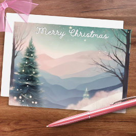 Cartão De Festividades Paisagem de neve de inverno bonita Natal feliz