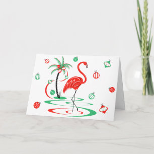 Cartão De Festividades Paisagem de texto de flamingo de Natal Vermelho
