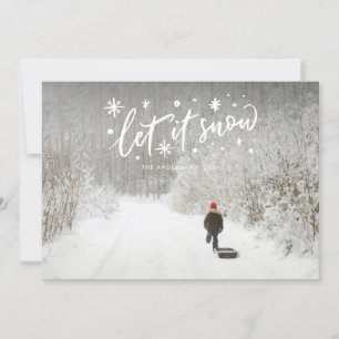 Cartão De Festividades Paisagem Deixe-o Neve Letrar Foto de Natal