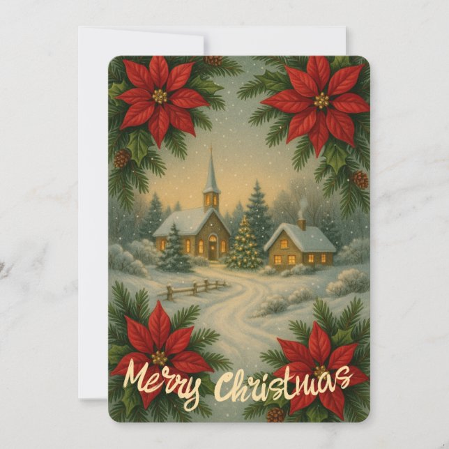Cartão De Festividades Paisagem Natal Flor (Frente)