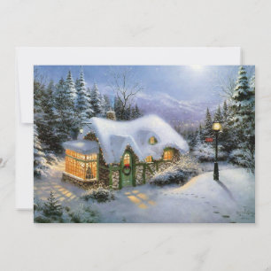 Cartão De Festividades Paisagem nevada de Natal vintage