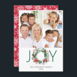 Cartão De Festividades Paisagem Terra Holly Berry Pine 3 PHOTO Saudação<br><div class="desc">Landscape Wreath Holly Berry Pine Cartão de Natal.</div>