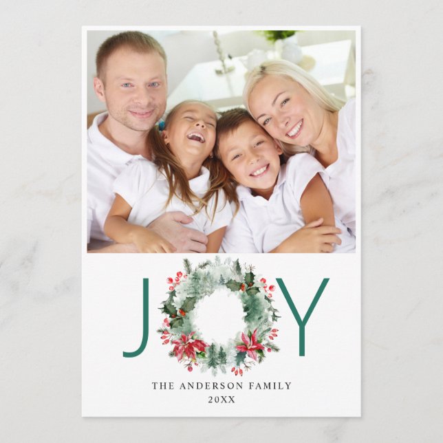 Cartão De Festividades Paisagem Terra Holly Berry Pine PHOTO Saudação (Frente)