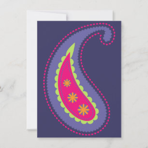 Cartão De Festividades Paisley roxo e rosa