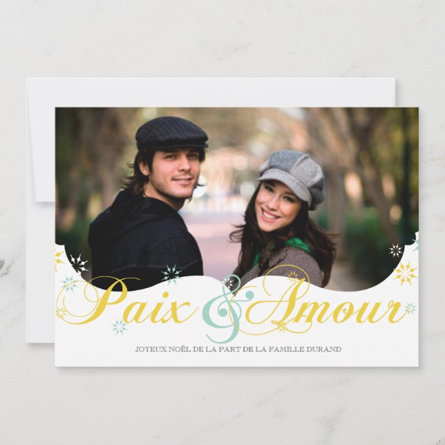 Cartão De Festividades Paix et D'amour Carte de Noël (Frente)