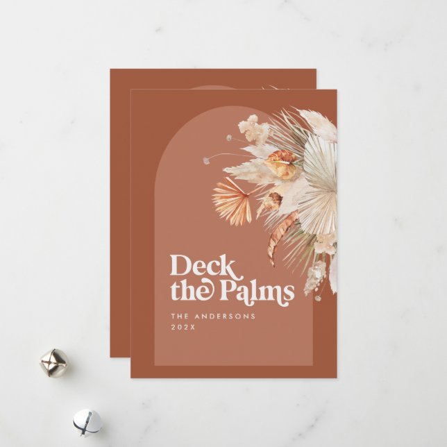 Cartão De Festividades Pálamo botânico seco moderno Ho Natal Ho (Frente/Verso In Situ)